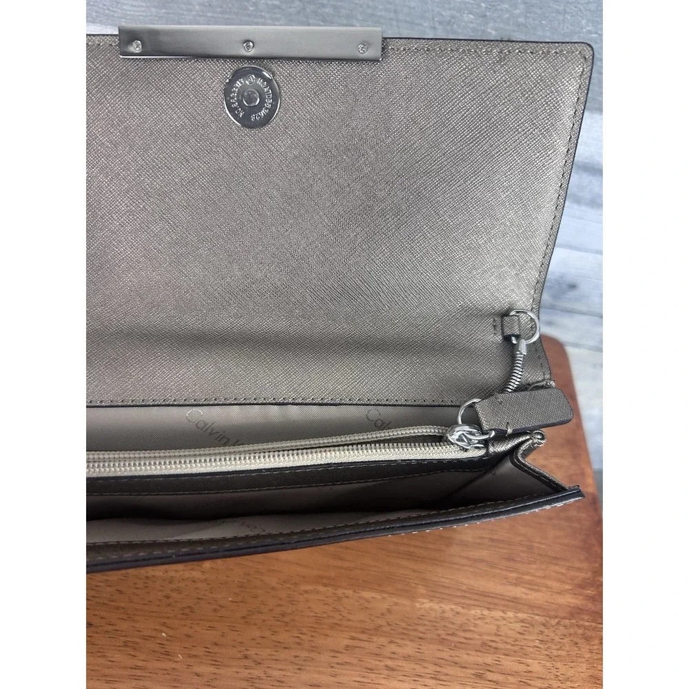 Calvin Klein Trifold Snap Metallic Gold Clutch
